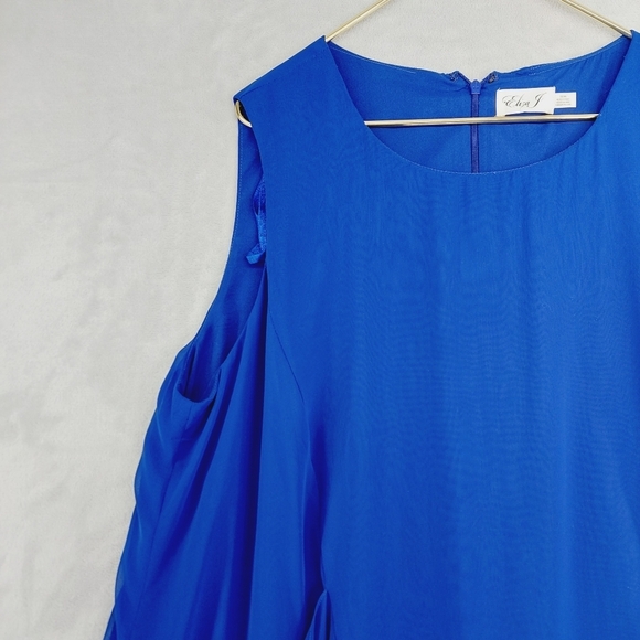 Eliza J Lined Blue Chiffon Ruffle 100% Polyester A Line Mini Dress p3882 - Picture 4 of 10